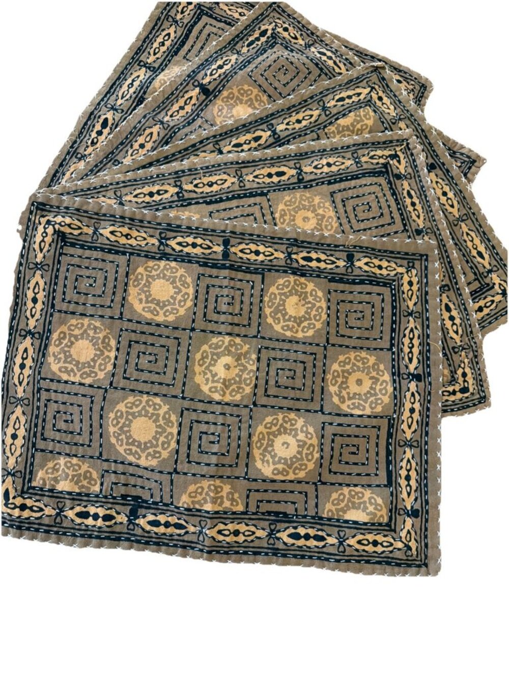 Handcrafted Set Of 6 Block-Printed Cotton Placemats With Intricate Geometric & F
